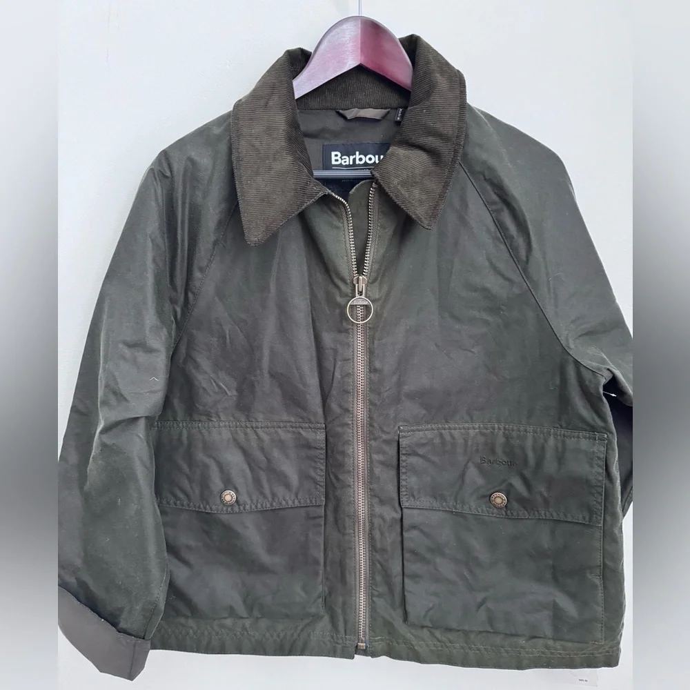 Barbour Croxdale Waxed Cotton Jacket in archive olive size 8 - Picture 8 of 10